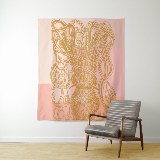 Tenture Illustration d'art de la ligne Octopus Vintage en  (En situation)