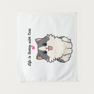 Tenture Illustration de chat chibi de style cartoon mignon