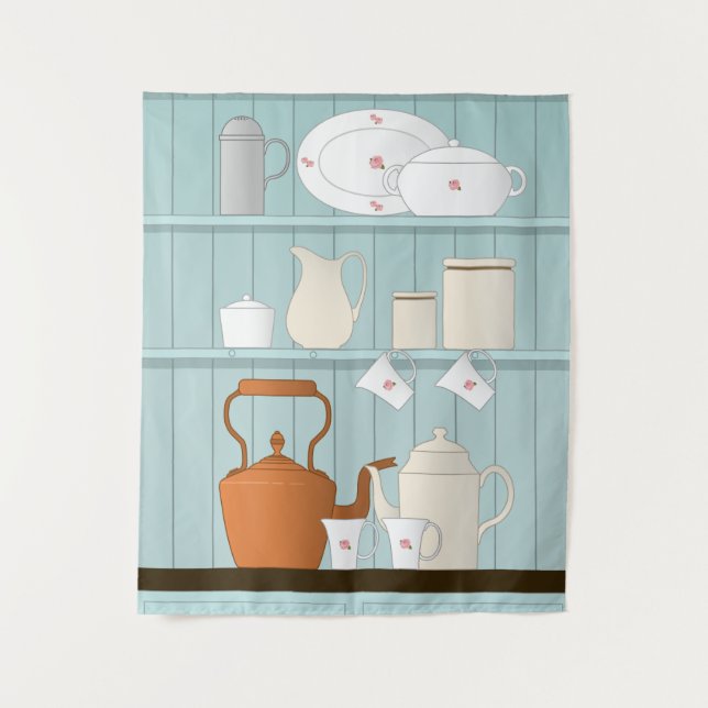 Tenture Illustration de cuisine vintage (Devant)