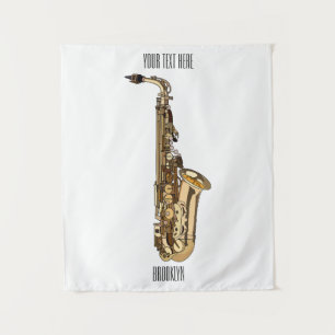 Tenture illustration de dessin animé de saxophone