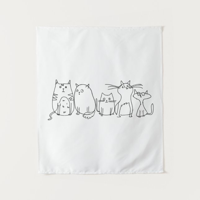Tenture Illustration de dessin artistique de la chat gang  (Devant)