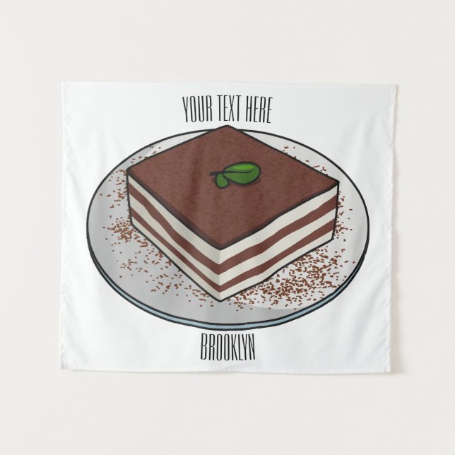 Tenture Illustration de gâteau de Tiramisu (Devant (Horizontal))