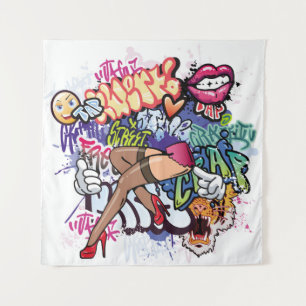 Tenture Illustration de graffiti avec lettres de graffitis
