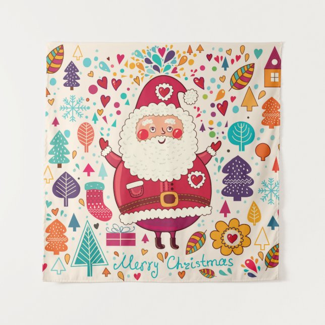 Tenture Illustration de Noël du Père Noël (Devant)