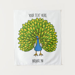 Tenture Illustration d'oiseau de paon brillant