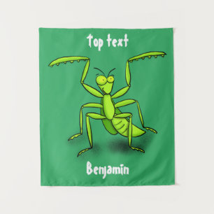 Tenture Illustration drôle de mante verte en prière