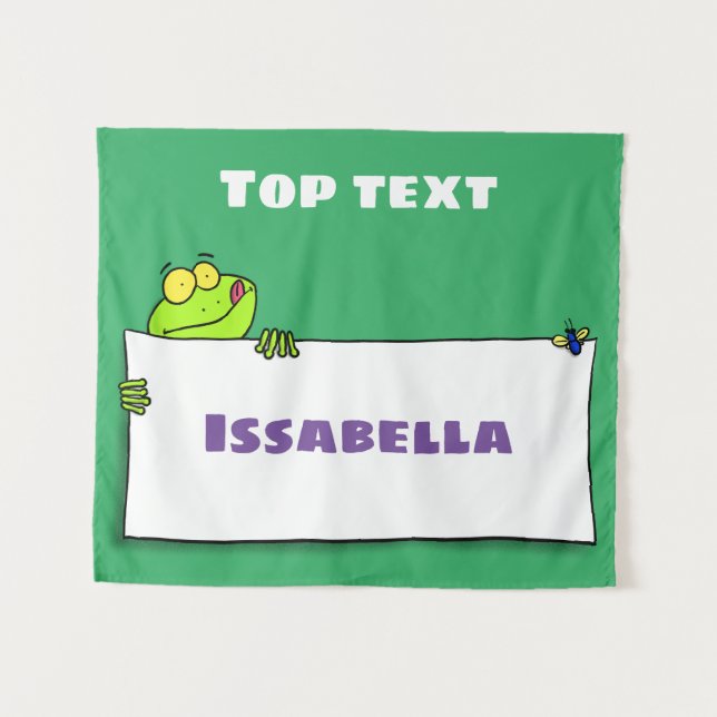 Tenture Illustration du panneau de grenouille verte mignon (Devant (Horizontal))
