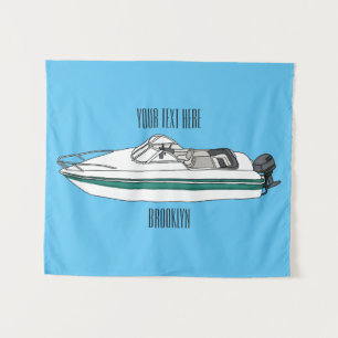 Tenture Illustration d'un bateau à moteur