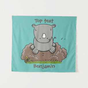 Tenture Illustration d'un petit rhinocéros