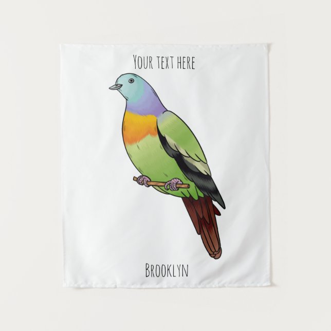 Tenture Illustration d'un pigeon à cou rose (Devant)
