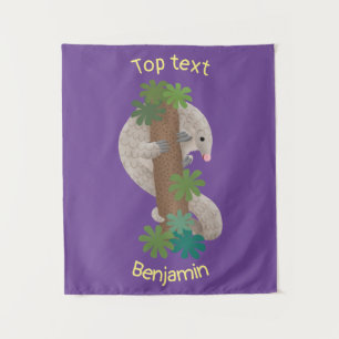 Tenture Illustration d'une anteure de pangolin mignonne