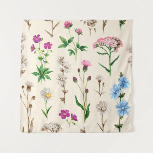 Tenture Illustrations aquarelles de fleurs sauvages. Inséa