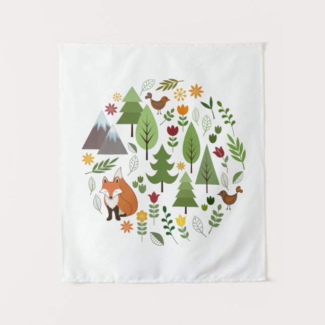 Tenture Illustrations scandinaves Cercle (Devant)