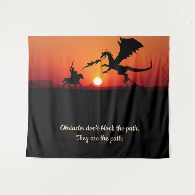 Tenture Imaginaire Dragon Chevalier Inspiration Motivation (Devant (Horizontal))