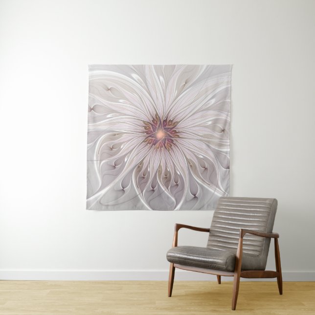 Tenture Imaginaire Floral, Abstraite Fleur Pastel Moderne (En situation)