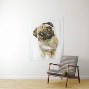 Tenture Impression d'art de visage de Carlin   Chien Carli