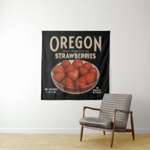 Tenture Impression étiquette des fraises de l'Oregon dans 