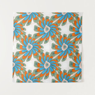 Tenture Impression textile abstraite florale en trame rast