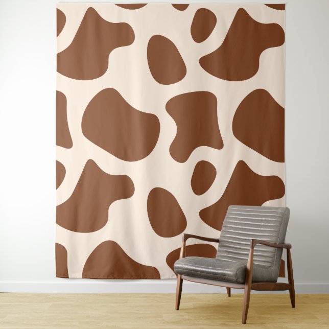 Tenture Impression vache rose et marron (En situation)