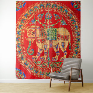 Tenture imprimé d'éléphants est-indiens