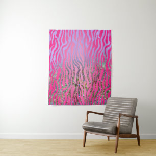 Tenture Imprimé tigre rose semi-pailleté