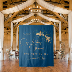 Tenture Indigo & Honeypeb Bee Wedding shower Affiche de bi