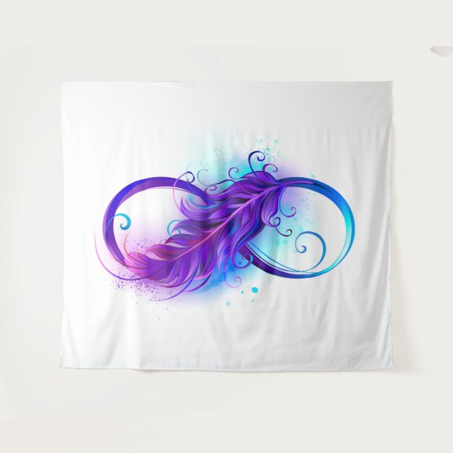 Tenture Infini avec plume violette (Devant (Horizontal))