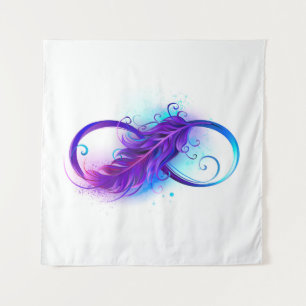 Tenture Infinity with purple feather