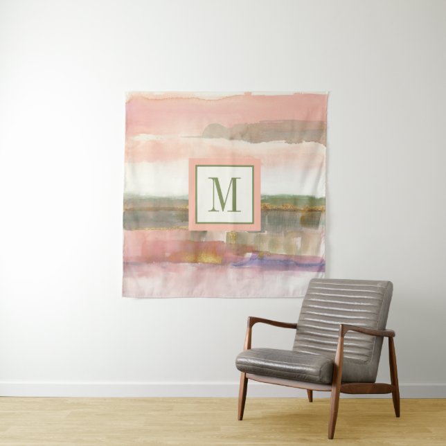 Tenture Influence du monogramme | de culture d'or de ligne (En situation (horizontale))