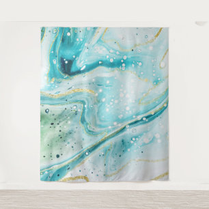 Tenture Inky Splash Turquoise Marble Or Photo Booth Arrièr