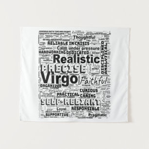Tenture Inspiration de Nuage de Mots du Zodiaque Vierge