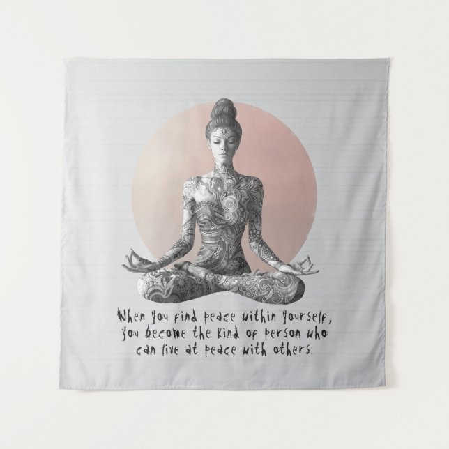 Tenture Instructeur de méditation Yoga Reiki Master Lotus  (Devant)
