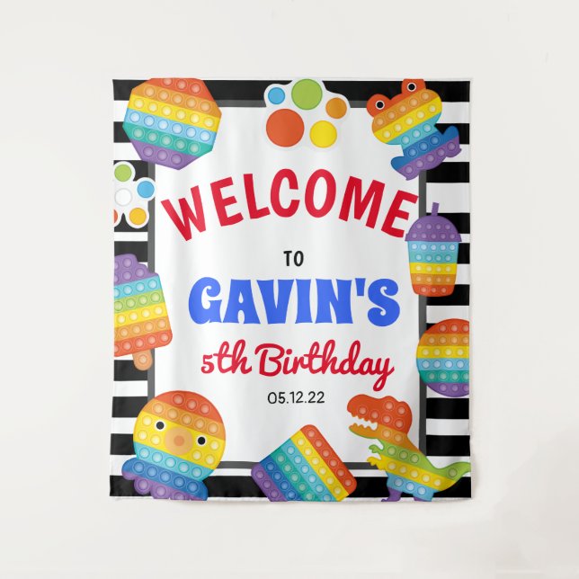 Tenture Invitation d'anniversaire Pop It, Panneau de bienv (Devant)