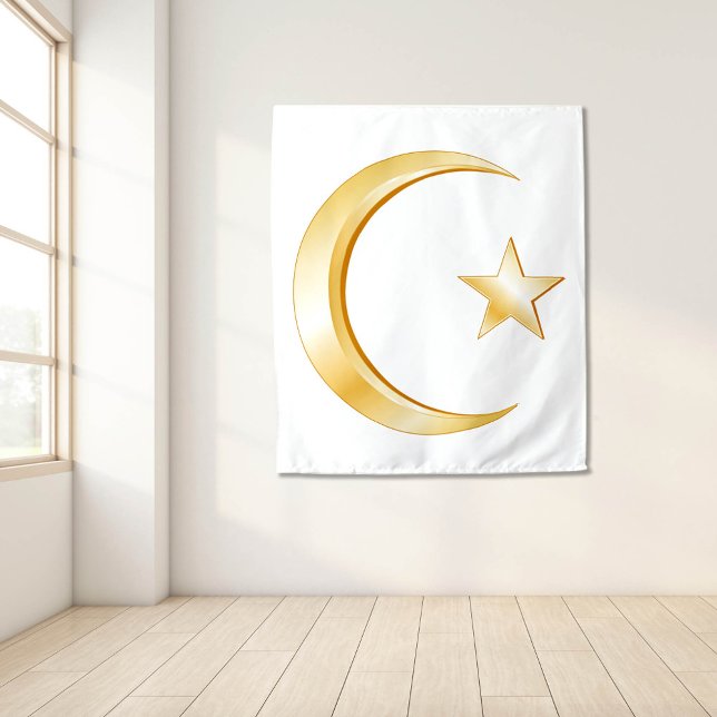 Tenture Islam (Islam Symbol Tapestry.
Crescent moon and star, symbol of Islam.)