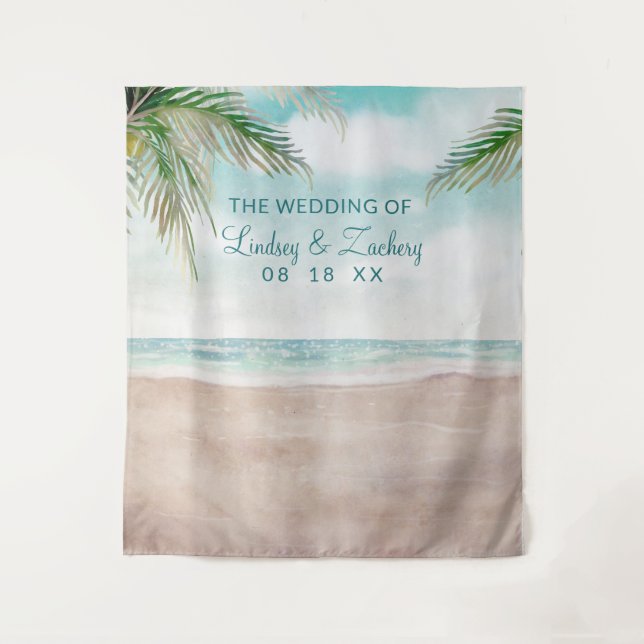 Tenture Island Breeze Beach Wedding Photo Booth Backdrop (Devant)