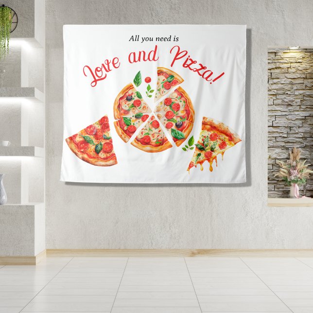 Tenture Italien Love & Pizza Party Fête des mariées en tra (Créateur téléchargé)
