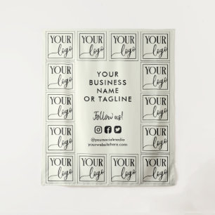 Tenture Ivory White Your Logo & Social Media Backdrop