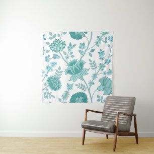 Tenture Jacobean Floral Lg Motif Teintures sur blanc