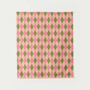 Tenture Jacquard Preppy classique en rose et vert