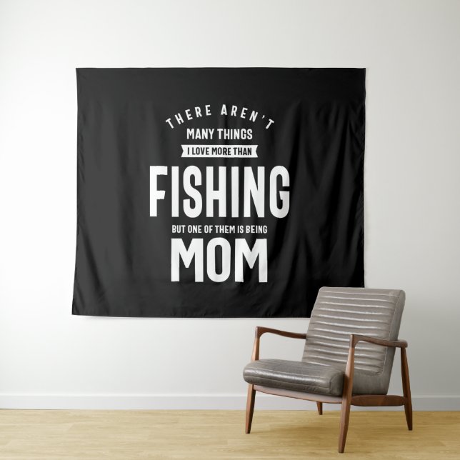 Tenture J'adore la pêche. J'aime être une maman (En situation (horizontale))