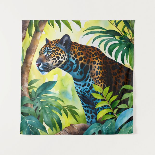 Tenture Jaguar Forêt Botanique Jungle (Devant)