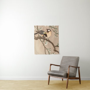 Tenture Japonais Asiatique Koson Bird Chickadee Songbird