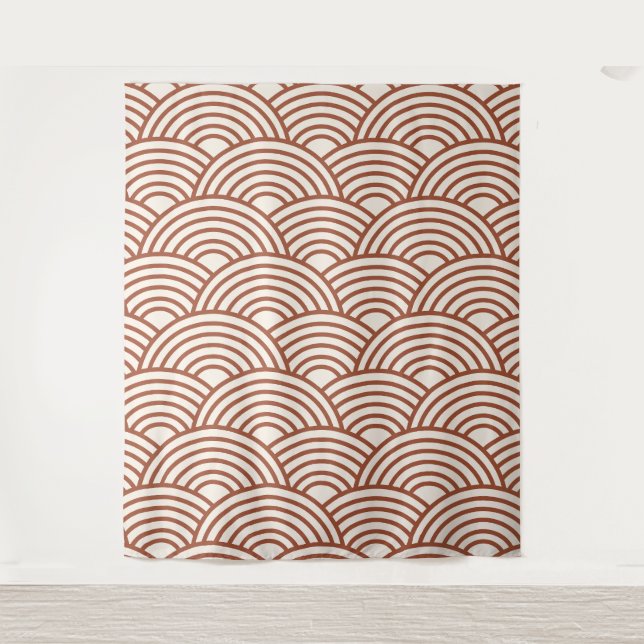 Tenture Japonaise Seigaiha Vave Rust Terracotta (Devant)