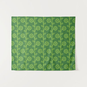 Tenture Jardin à fleurs plates vertes Motif