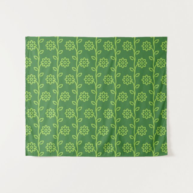 Tenture Jardin à fleurs plates vertes Motif (Devant (Horizontal))