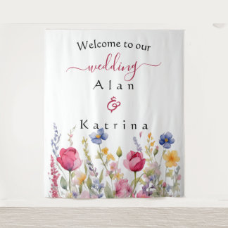 Tenture Jardin coloré Boho Fleurs sauvages