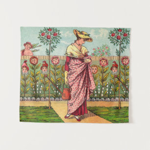 Tenture Jardin Fleurir Femme Art Antique