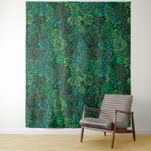 Tenture Jardin succulent en vert