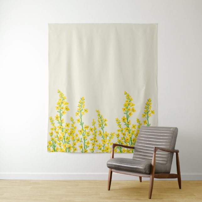 Tenture Jaune Moderne Citrine Fleurit (En situation)