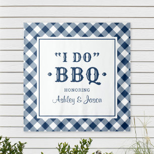 Tenture Je fais BBQ Marine Bleu En vichy mariage personnal